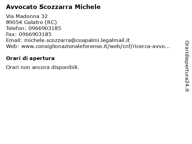 Avvocato Scozzarra Michele a Galatro (RC): indirizzo e orari di apertura