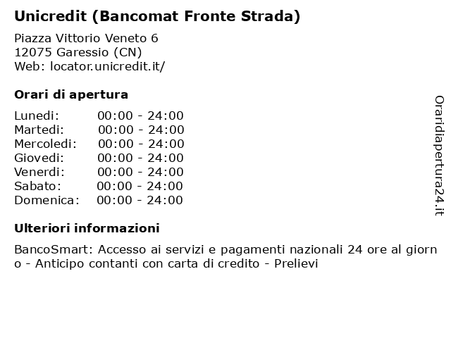 Unicredit (Bancomat Fronte Strada) a Garessio (CN): indirizzo e orari di apertura
