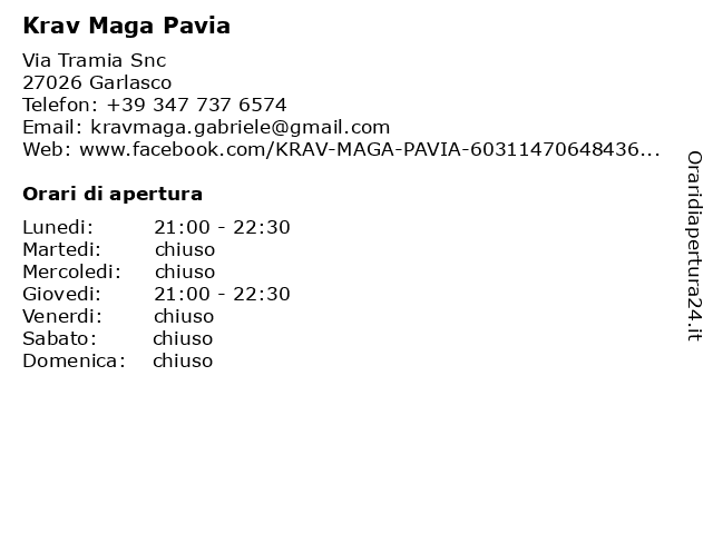 Krav Maga Pavia a Garlasco: indirizzo e orari di apertura