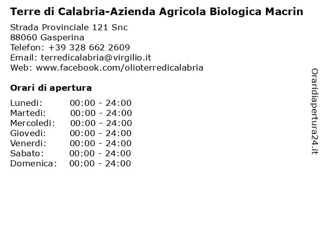 Terre di Calabria-Azienda Agricola Biologica Macrin a Gasperina: indirizzo e orari di apertura