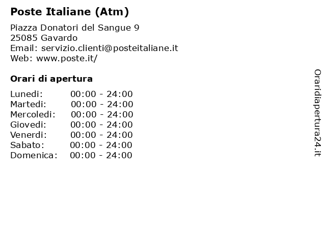 Poste Italiane (Atm) a Gavardo: indirizzo e orari di apertura