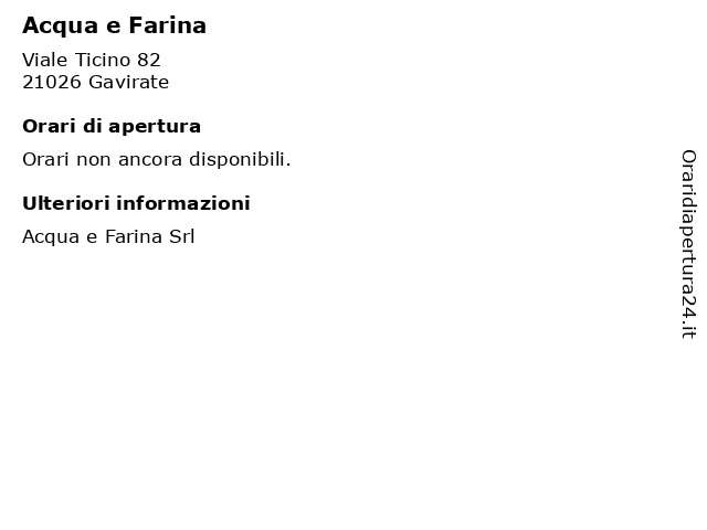 Acqua e Farina a Gavirate: indirizzo e orari di apertura