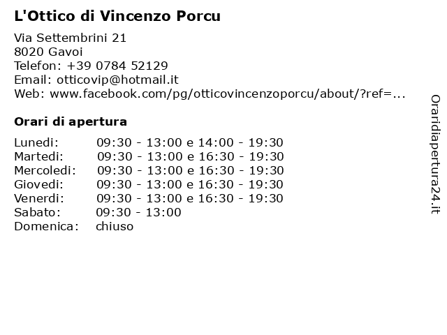 L'Ottico di Vincenzo Porcu a Gavoi: indirizzo e orari di apertura
