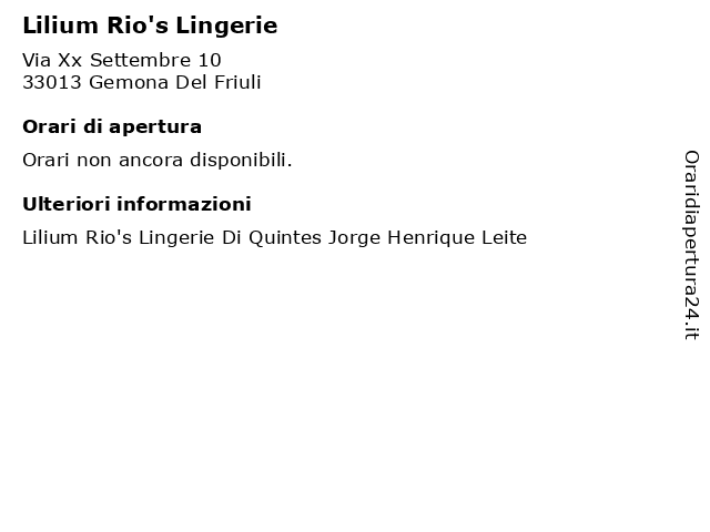 Lilium Rio's Lingerie a Gemona Del Friuli: indirizzo e orari di apertura