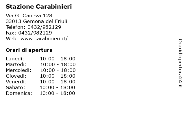 Stazione Carabinieri a Gemona del Friuli: indirizzo e orari di apertura