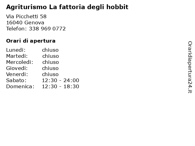 Agriturismo La fattoria degli hobbit a Genova: indirizzo e orari di apertura