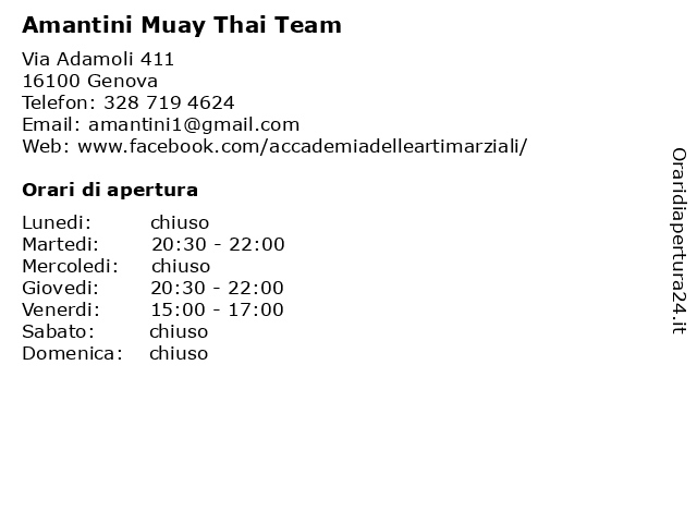 Amantini Muay Thai Team a Genova: indirizzo e orari di apertura