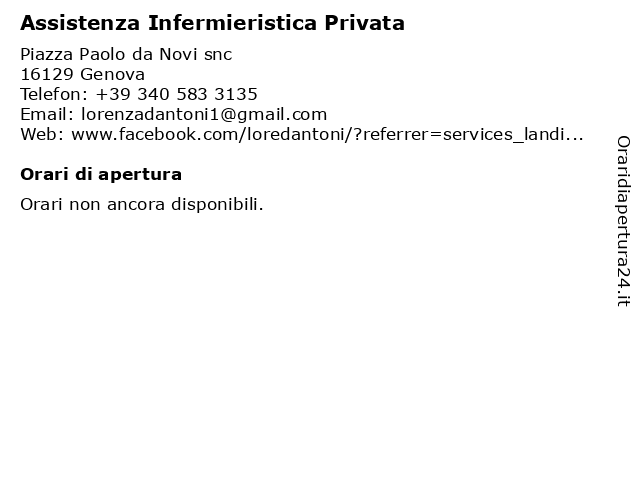 Assistenza Infermieristica Privata a Genova: indirizzo e orari di apertura