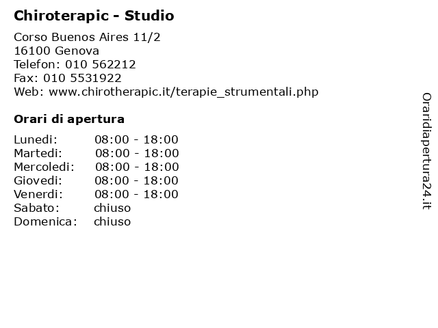 Chiroterapic - Studio a Genova: indirizzo e orari di apertura