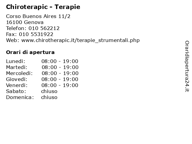Chiroterapic - Terapie a Genova: indirizzo e orari di apertura