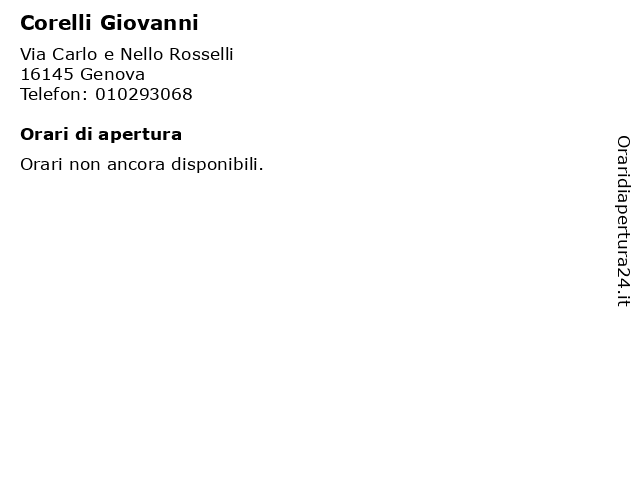 Corelli Giovanni a Genova: indirizzo e orari di apertura