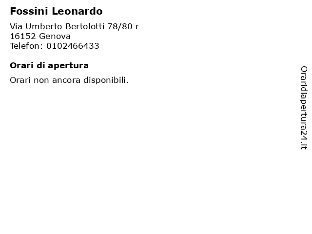 Fossini Leonardo a Genova: indirizzo e orari di apertura