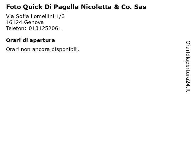 Foto Quick Di Pagella Nicoletta & Co. Sas a Genova: indirizzo e orari di apertura