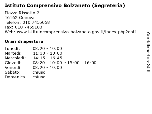 Istituto Comprensivo Bolzaneto (Segreteria) a Genova: indirizzo e orari di apertura
