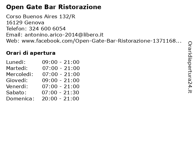 Open Gate Bar Ristorazione a Genova: indirizzo e orari di apertura