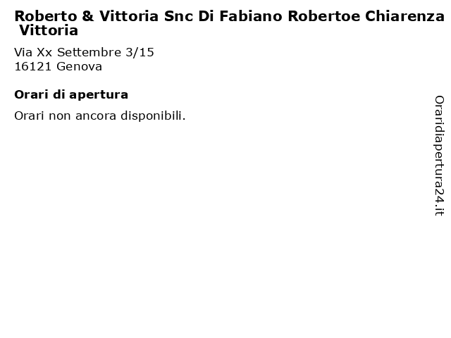 Roberto & Vittoria Snc Di Fabiano Robertoe Chiarenza Vittoria a Genova: indirizzo e orari di apertura