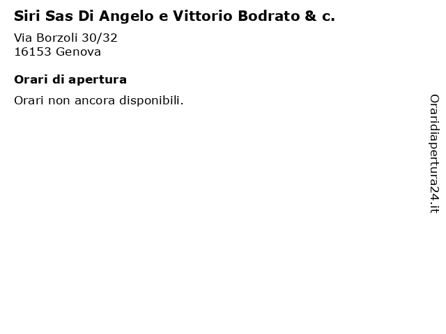 Siri Sas Di Angelo e Vittorio Bodrato & c. a Genova: indirizzo e orari di apertura