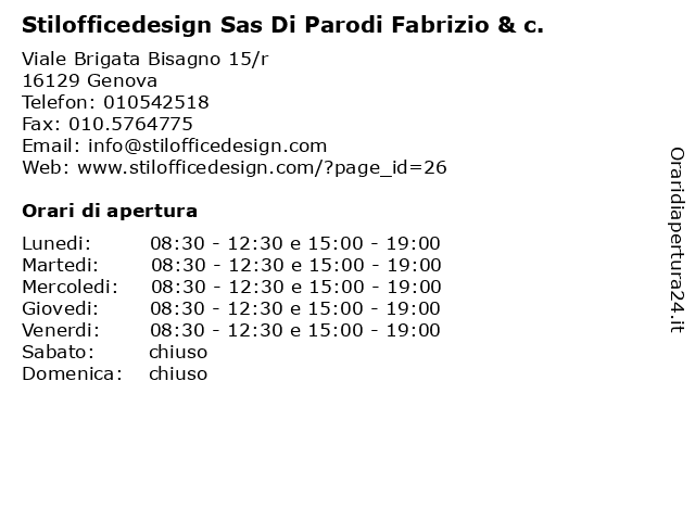 Stilofficedesign Sas Di Parodi Fabrizio & c. a Genova: indirizzo e orari di apertura