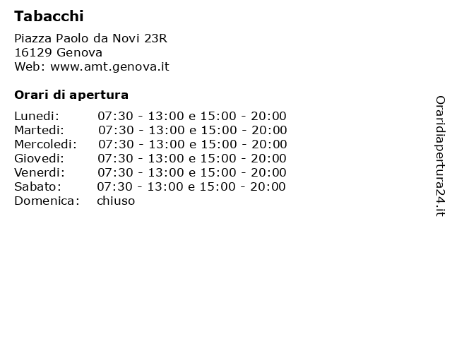 Tabacchi a Genova: indirizzo e orari di apertura