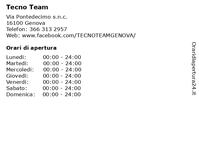 Tecno Team a Genova: indirizzo e orari di apertura