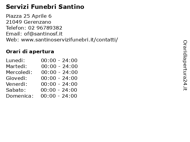 Servizi Funebri Santino a Gerenzano: indirizzo e orari di apertura