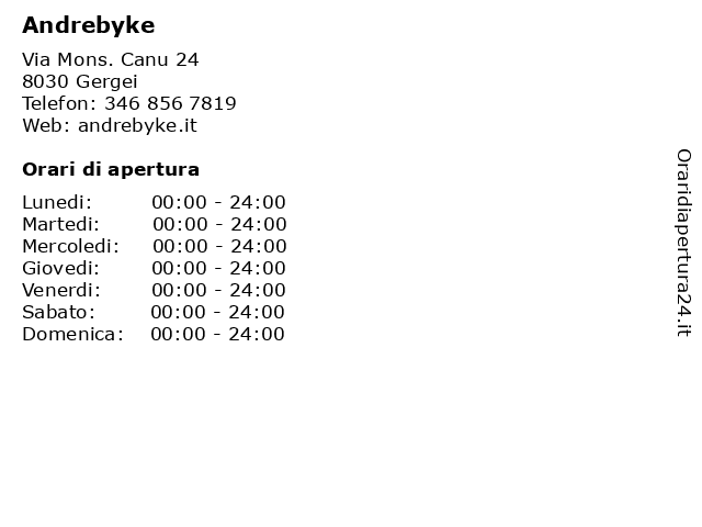 Andrebyke a Gergei: indirizzo e orari di apertura