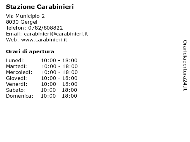 Stazione Carabinieri a Gergei: indirizzo e orari di apertura