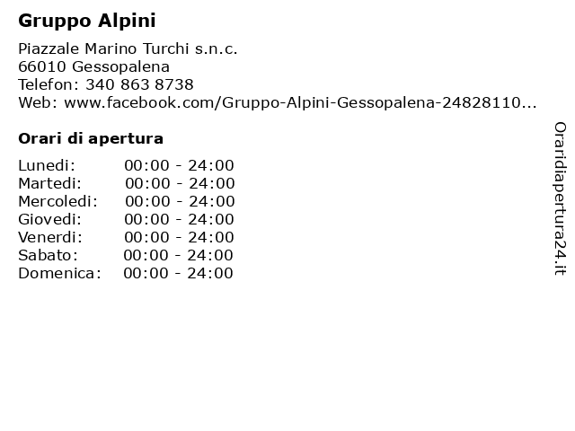 Gruppo Alpini a Gessopalena: indirizzo e orari di apertura