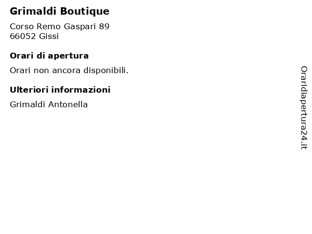 Grimaldi Boutique a Gissi: indirizzo e orari di apertura