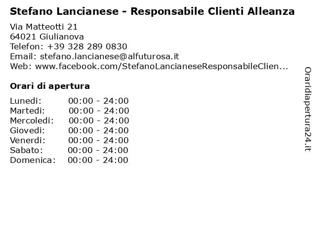 Stefano Lancianese - Responsabile Clienti Alleanza a Giulianova: indirizzo e orari di apertura