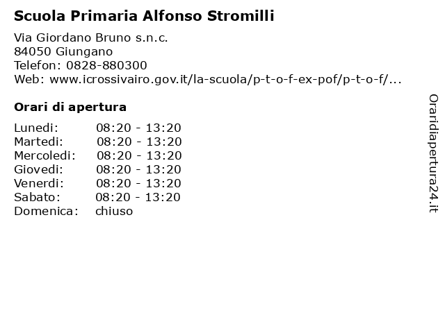 Scuola Primaria Alfonso Stromilli a Giungano: indirizzo e orari di apertura