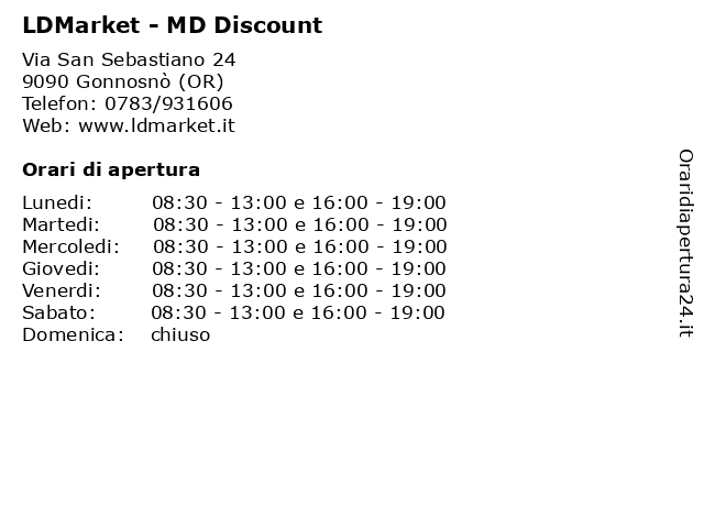 LDMarket - MD Discount a Gonnosnò (OR): indirizzo e orari di apertura