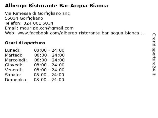 Albergo Ristorante Bar Acqua Bianca a Gorfigliano: indirizzo e orari di apertura