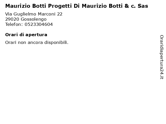 Maurizio Botti Progetti Di Maurizio Botti & c. Sas a Gossolengo: indirizzo e orari di apertura