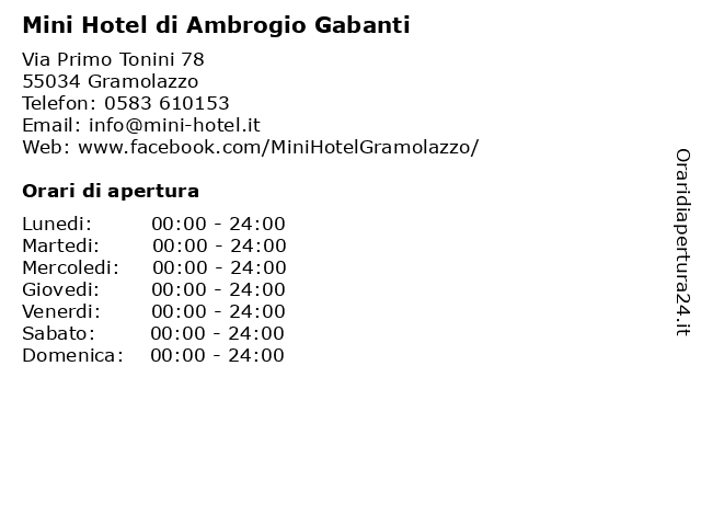 Mini Hotel di Ambrogio Gabanti a Gramolazzo: indirizzo e orari di apertura