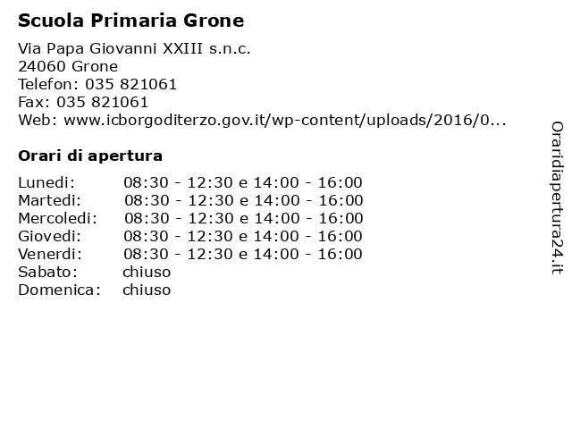 Scuola Primaria Grone a Grone: indirizzo e orari di apertura