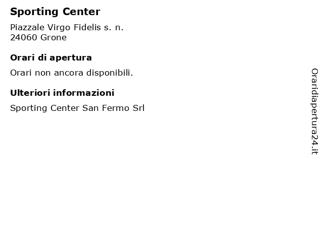 Sporting Center a Grone: indirizzo e orari di apertura