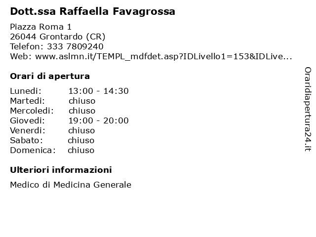 Raffaella Favagrossa a Grontardo (CR): indirizzo e orari di apertura