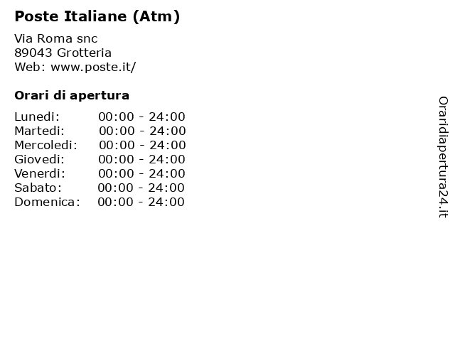 Poste Italiane (Atm) a Grotteria: indirizzo e orari di apertura