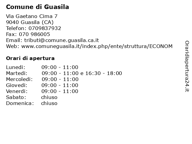 Comune di Guasila a Guasila (CA): indirizzo e orari di apertura