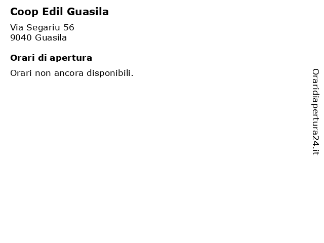 Coop Edil Guasila a Guasila: indirizzo e orari di apertura