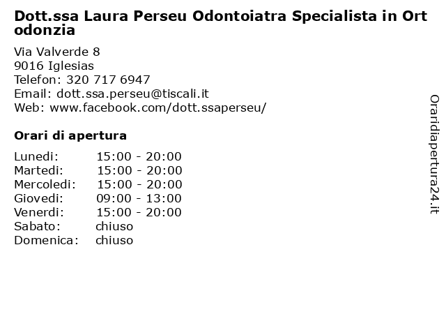 Dott.ssa Laura Perseu Odontoiatra Specialista in Ortodonzia a Iglesias: indirizzo e orari di apertura