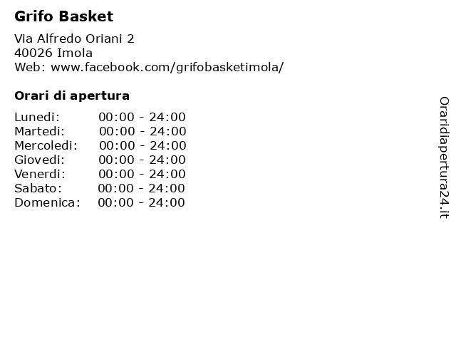 Grifo Basket a Imola: indirizzo e orari di apertura