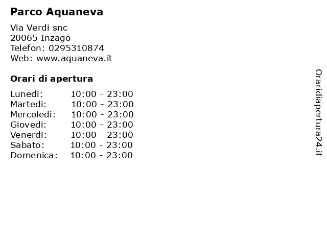 Parco Aquaneva a Inzago: indirizzo e orari di apertura