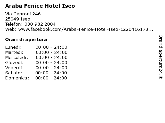 Araba Fenice Hotel Iseo a Iseo: indirizzo e orari di apertura