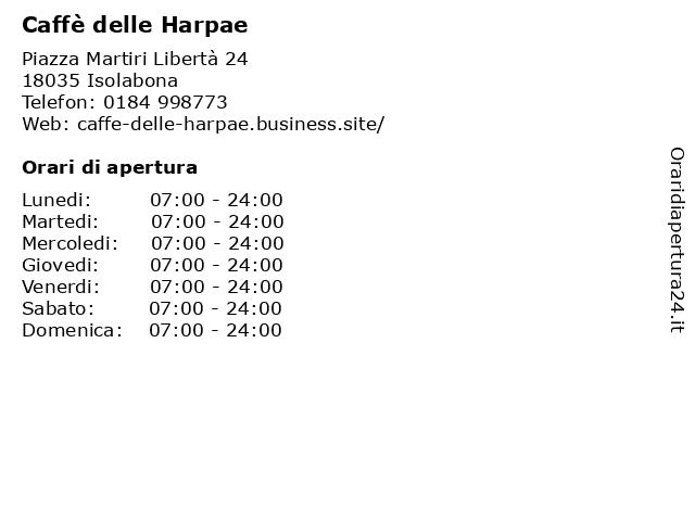 Caffè delle Harpae a Isolabona: indirizzo e orari di apertura