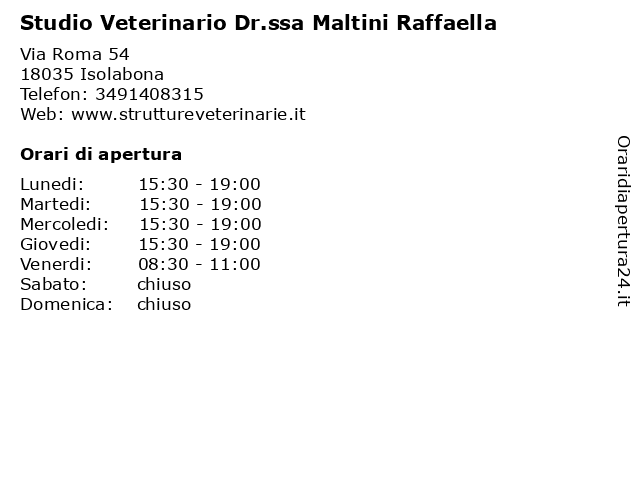 Studio Veterinario Dr.ssa Maltini Raffaella a Isolabona: indirizzo e orari di apertura