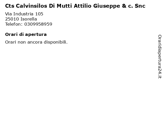 Cts Calvinsilos Di Mutti Attilio Giuseppe & c. Snc a Isorella: indirizzo e orari di apertura