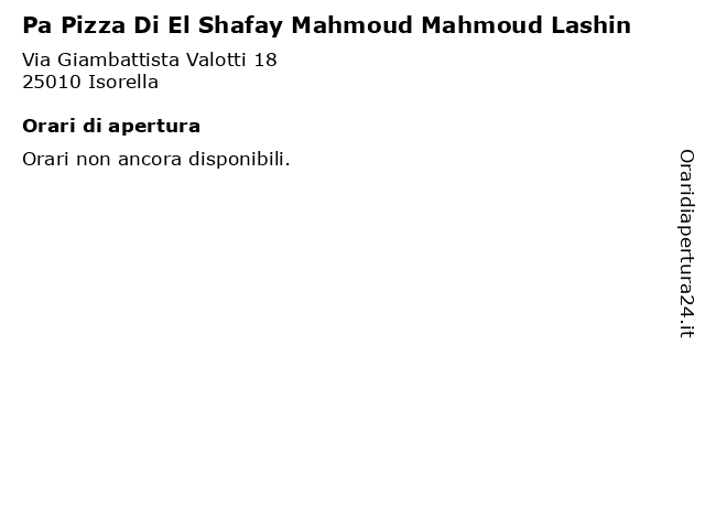 Pa Pizza Di El Shafay Mahmoud Mahmoud Lashin a Isorella: indirizzo e orari di apertura