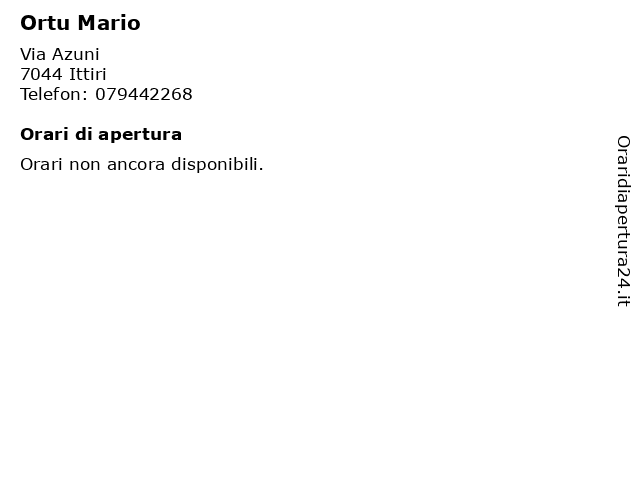 Ortu Mario a Ittiri: indirizzo e orari di apertura